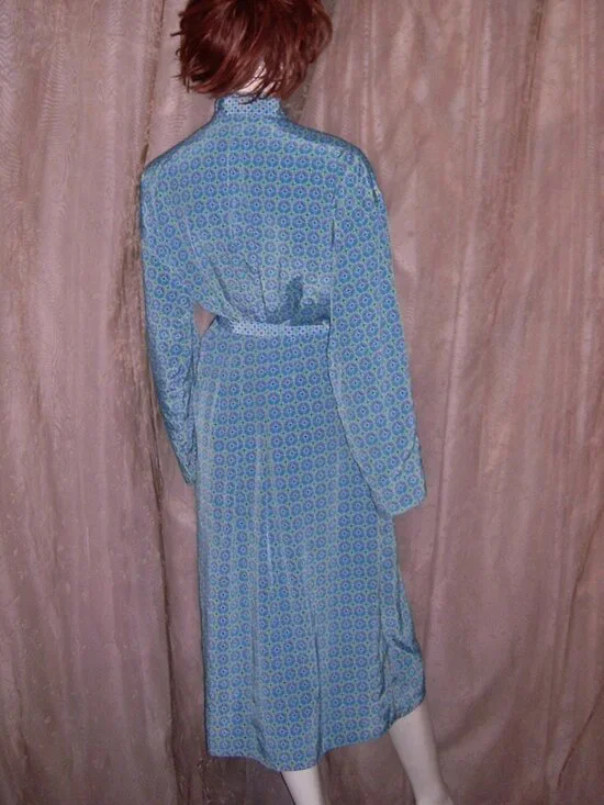 Vintage Reversible Blue Belted Robe M - Picture 5 of 17